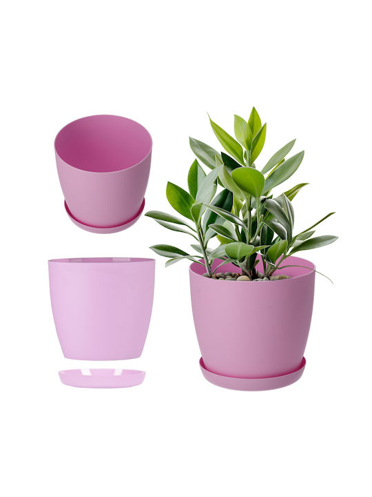 Kadax Γλάστρα Πλαστική Pink Matte με Πιάτο 18x1...