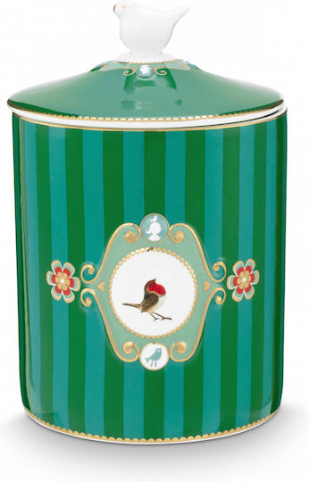 PiP Studio Love Birds Βάζο Γενικής Χρήσης με Καπάκι από Πορσελάνη Πράσινο 1300ml