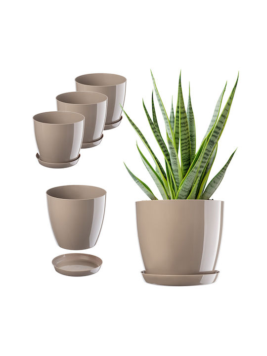 Kadax Set 3 Ghivece de Flori Din Plastic Bej Cu...