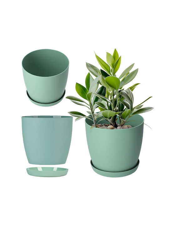 Kadax Γλάστρα Πλαστική Green Matte με Πιάτο 18x...