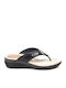 Deri Damen Anatomisch Flache Sandalen Schwarz