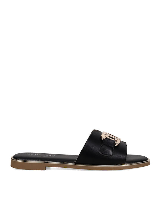 Dame Rose Flache Sandalen Für Damen Schwarz