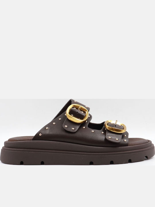 Alta Moda Γυναικεία Σανδάλια Flatforms Καφέ