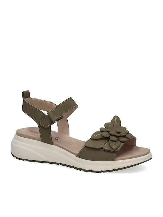 Leather Women's Flat Sandals Green