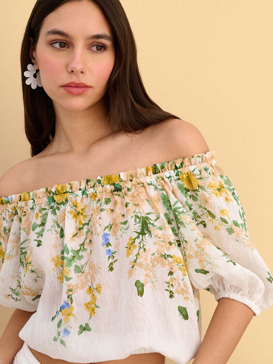 Γυναικεία Μπλούζα Off-Shoulder Floral Πολύχρωμο
