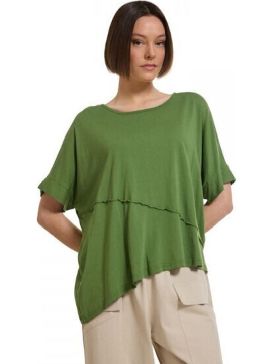 Namaste Women's Cotton Short Sleeve Blouse Green
