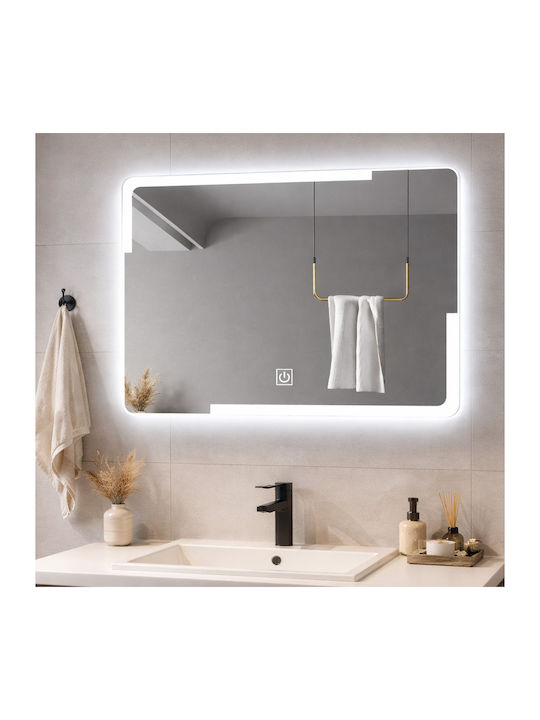 Smart Ορθογώνιος Καθρέπτης Μπάνιου Led Αφής 60x40cm