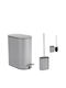Sidirela E-4729 Metallic Bathroom Brush and Bin Set Soft Close 5L Gray