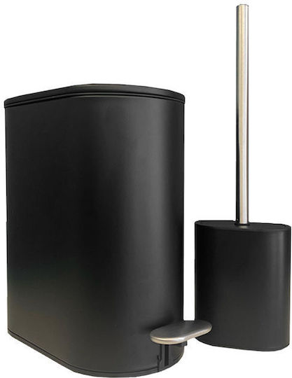 Sidirela Metallic Bathroom Brush and Bin Set Soft Close 5L Black