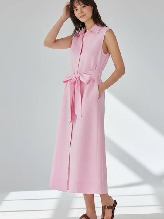 Philosophy Wear Summer Midi Shirt Dress Pink