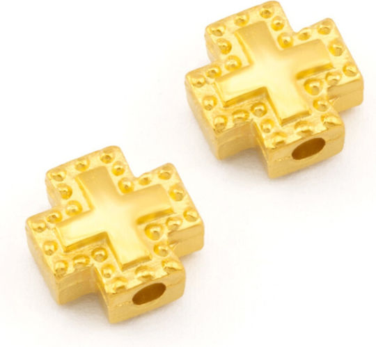 Metal Cross 10mm Ø2mm Gold Plated 24k Package 8 Pieces