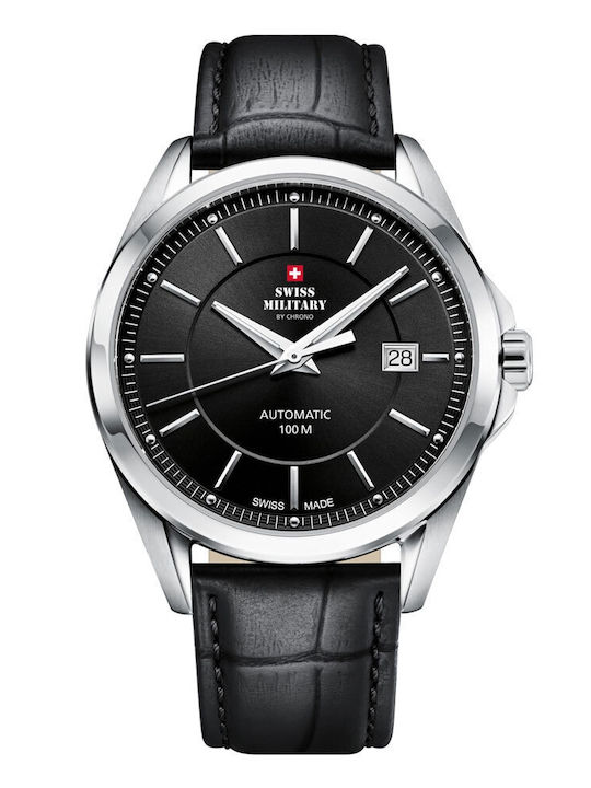 Swiss Military by Chrono Мъжки Часовник 40mm Автоматичен с Черна Кожена Каишка