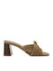Suede Mules With High Heel In Brown Colour