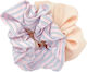 Riga Scrunchie Λαστιχάκια Μαλλιών Σετ 2 Τεμάχια Ροζ Ριγέ