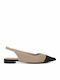 Pointed Toe Heels with Strap and Low Heel Beige