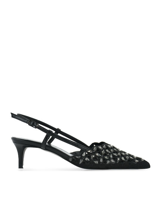 Leather Heels With Medium Black Heel