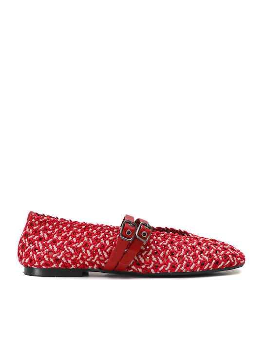 KMB KMB Damen Ballerinas Mit Riemen in Rote Farbe