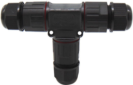 Topelcom LED Streifen Verbindungsstück Zubehör Ip68 3p 2.5mm² M16a Verschraubbare Anschluss Typ T Schwarz 02.048.0005 5 Stück