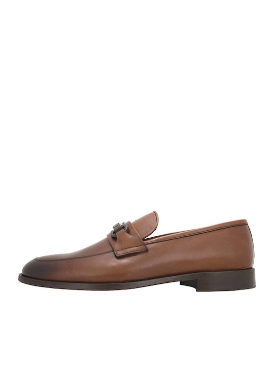 Leather Men's Moccasins In Tabac Brown Colour