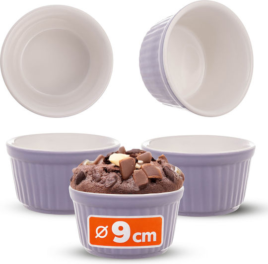 Kadax Round Heat-Resistant Cookware for Souffle Ceramic 9x9cm 3Pieces