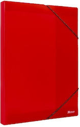 Metron File Box With Rubber Band 25x35x3cm Transparent Red