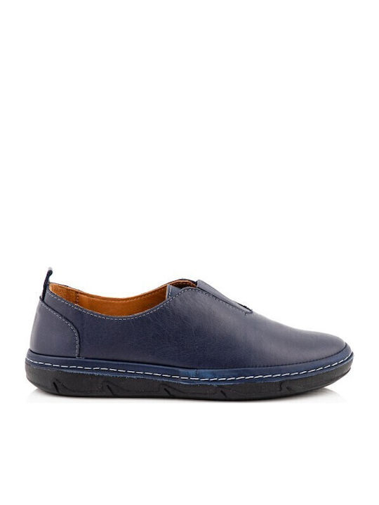 Boxer Leather Women's Loafers in Blue Colour
