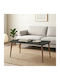 Rectangular Central Coffee Table Plane Made of Solid Wood Black Marble Effect W90xD55xH41cm
