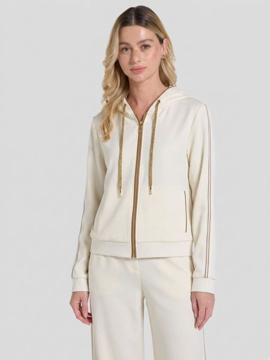 Women's Hoodie Sweatshirt Cardigan Ecru