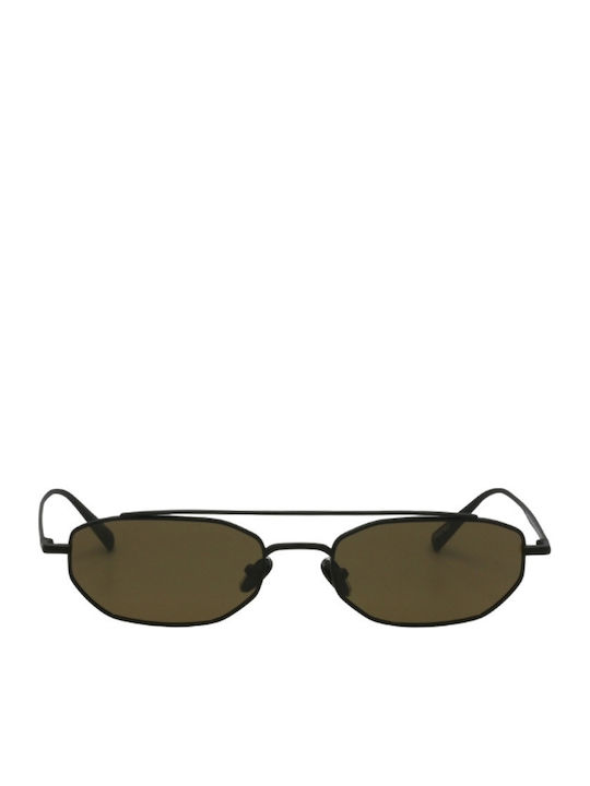 Unisex Sunglasses With Black Metallic Frame And Black Lens