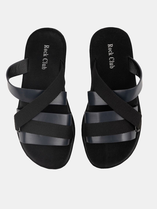 Leather Winter Men's Blue Slippers