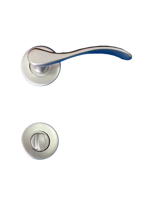 Metal WC Lever With Silver Rosette