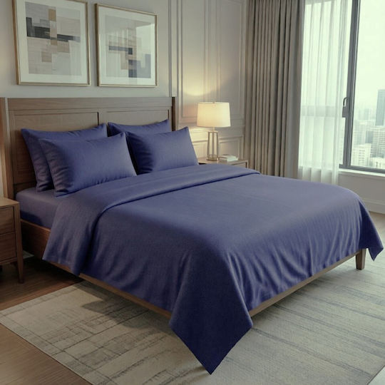 MayHome Σετ Σεντόνια Διπλά 200x240εκ. Μπλε (4τμχ)