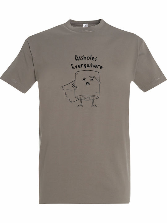 Tricou Unisex Assholes Everywhere Amuzant Alb