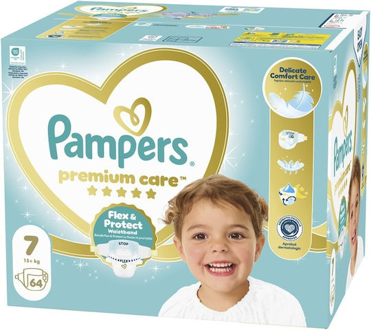 Pampers Tape Diapers Premium Care No 7 for 15+kg 64 Pieces