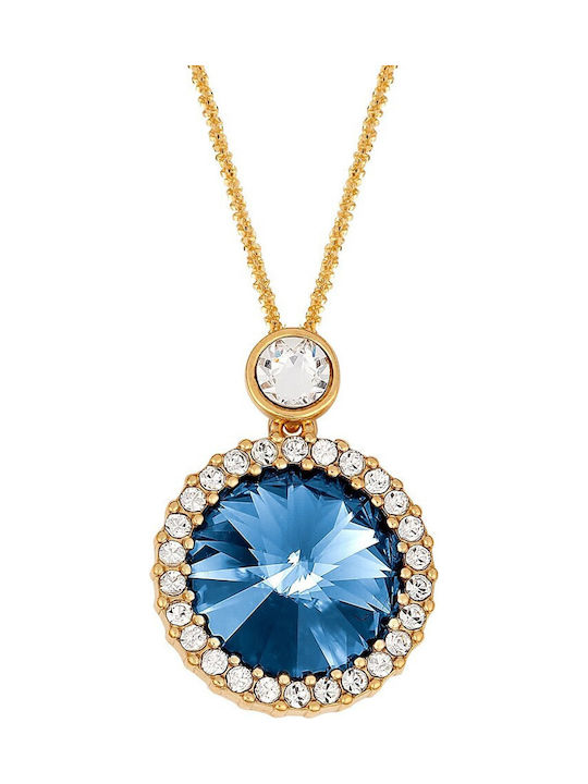 VTJ Verorama Halskette Rosette aus Vergoldetem Silber Marineblau