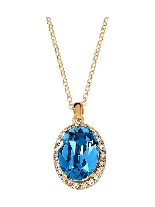 VTJ Necklace Rosette From Gold Plated Silver Navy Blue