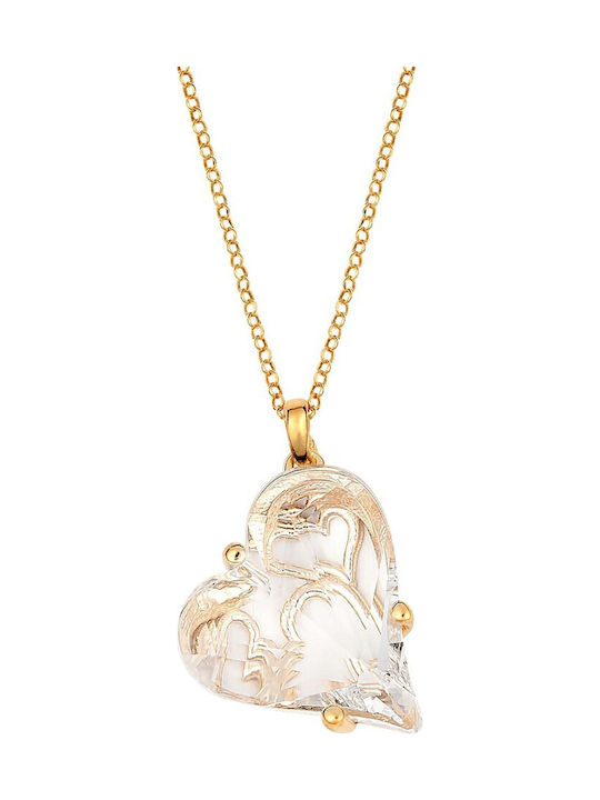 VTJ Necklace With Heart Design In Gold Plated Silver