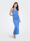 Summer Maxi Evening Dress Open Back Blue