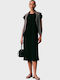 Summer Midi T-Shirt Dress with Tearing Black