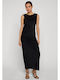 Ladies Καλοκαιρινό Maxi Βραδινό Φόρεμα με Διαφάνεια Black