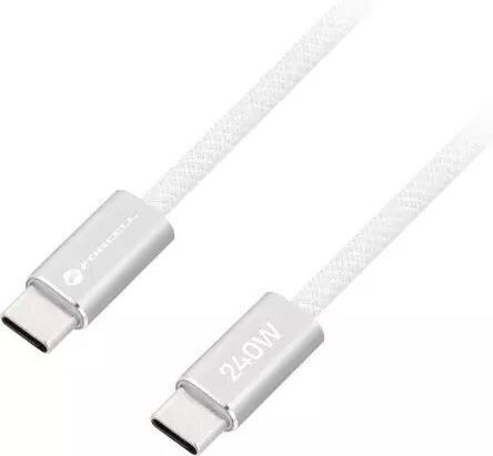Forcell Flat USB 2.0 Cable USB-C male - USB-C 240W Λευκό 1.2m