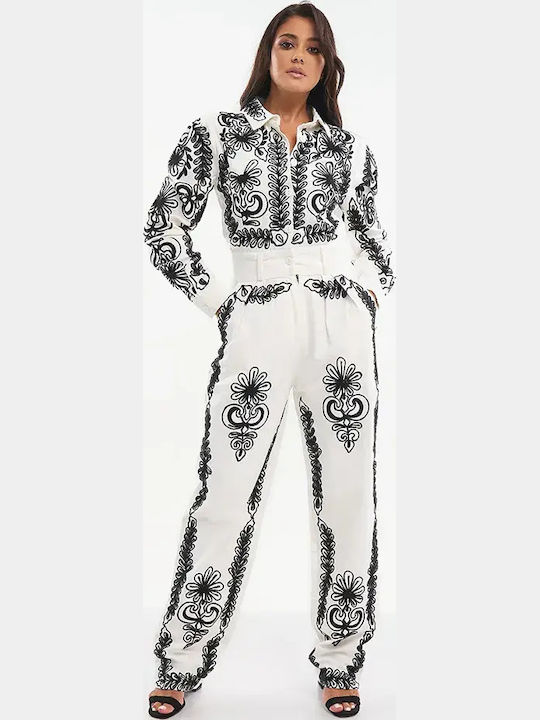 Damenteil Langärmeliges Jumpsuit Weiß