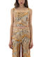 Women's Crop Top with Lace Brown Yellow Gold
