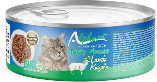 Alpha Pet Wet Cat Food for Adult Cats in Cans with Lamb 85gr