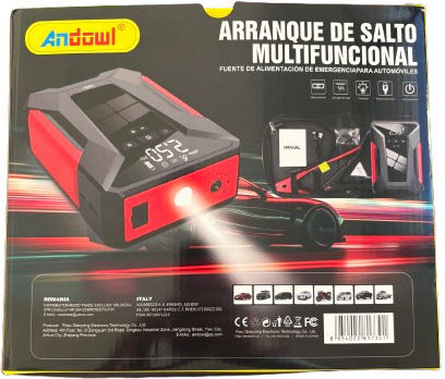 Andowl Portable Car & Motorcycle Battery Starter 17000mAh with Power Bank USB Pump Flashlight 12V