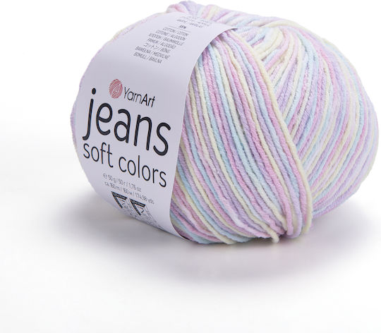 YarnArt Jeans Soft Colors Μεικτό Κίτρινο Ροζ Πράσινο 160m 50gr