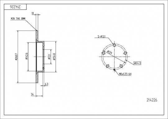 Disc De Frână Partea Din Spate Ford Probe Mazda 626 91 3415598