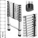 Kadax Scară Telescopică din Aluminiu Simplă cu 11 Trepte Înălțime Maximă 3.2m