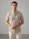 Short Sleeve Striped Brown Shirt