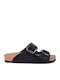 Leather Women's Flat Sandals 410 Black